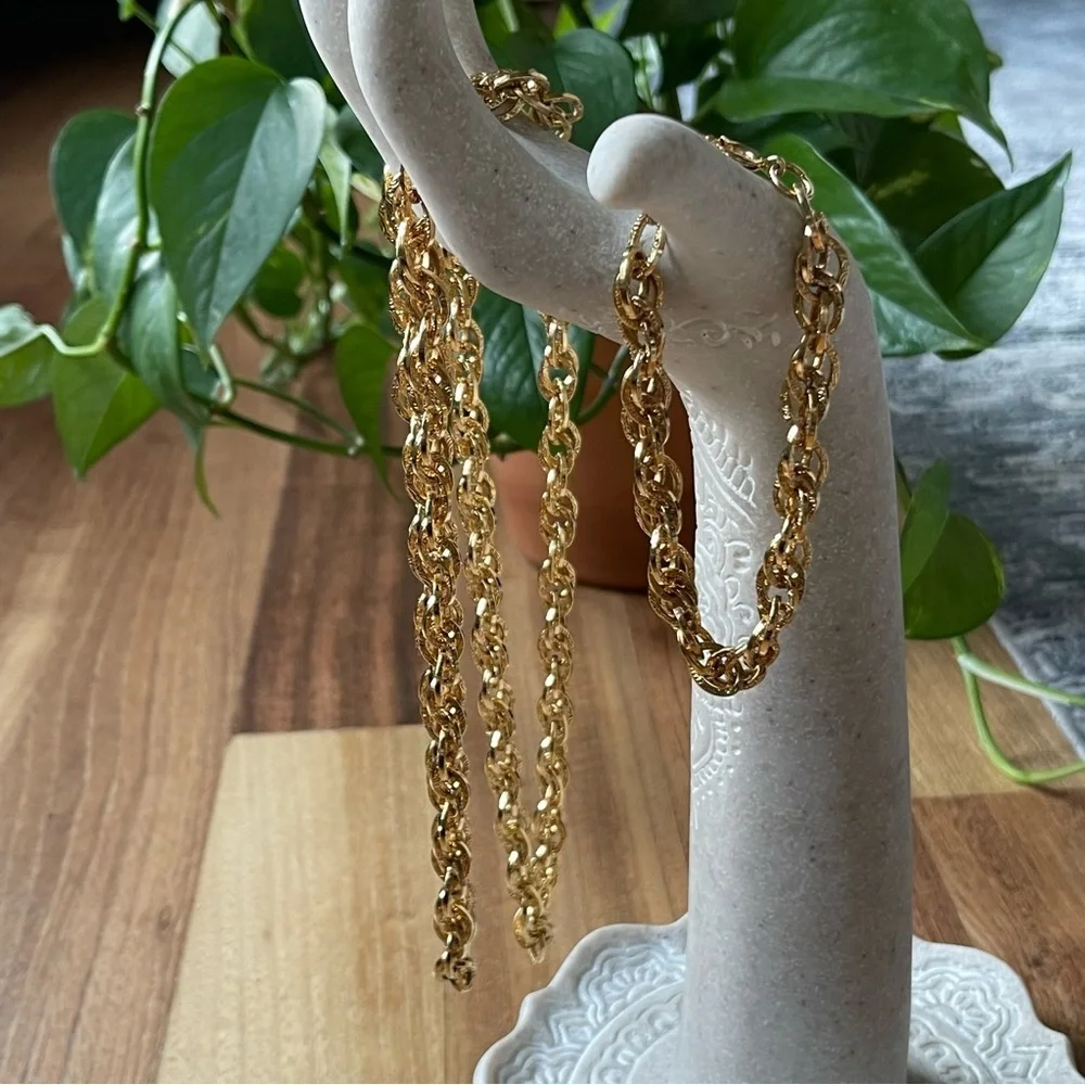 Beautiful 3 Pieces Bundle of‎ Sterling Silver Gold Chain Necklaces and Bracelets